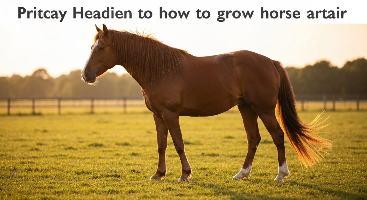 Healthy horse with a long, glossy mane and tail in a sunlit pasture.