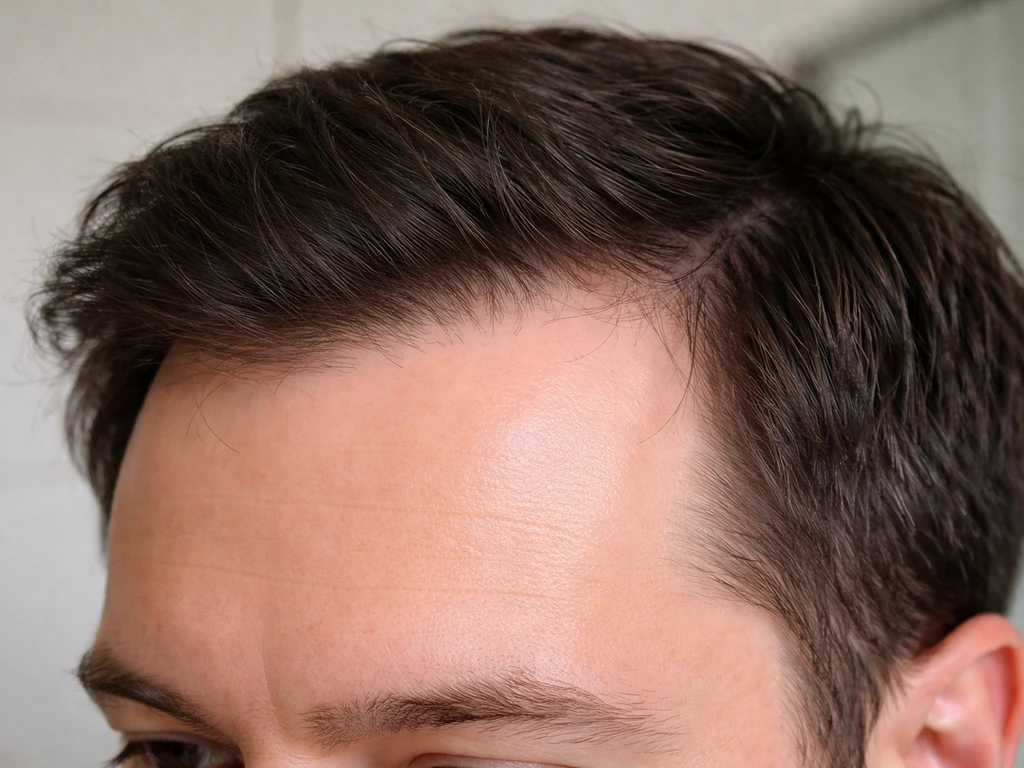Split-view close-up showing thinning side-temple hair with a fuller center hairline