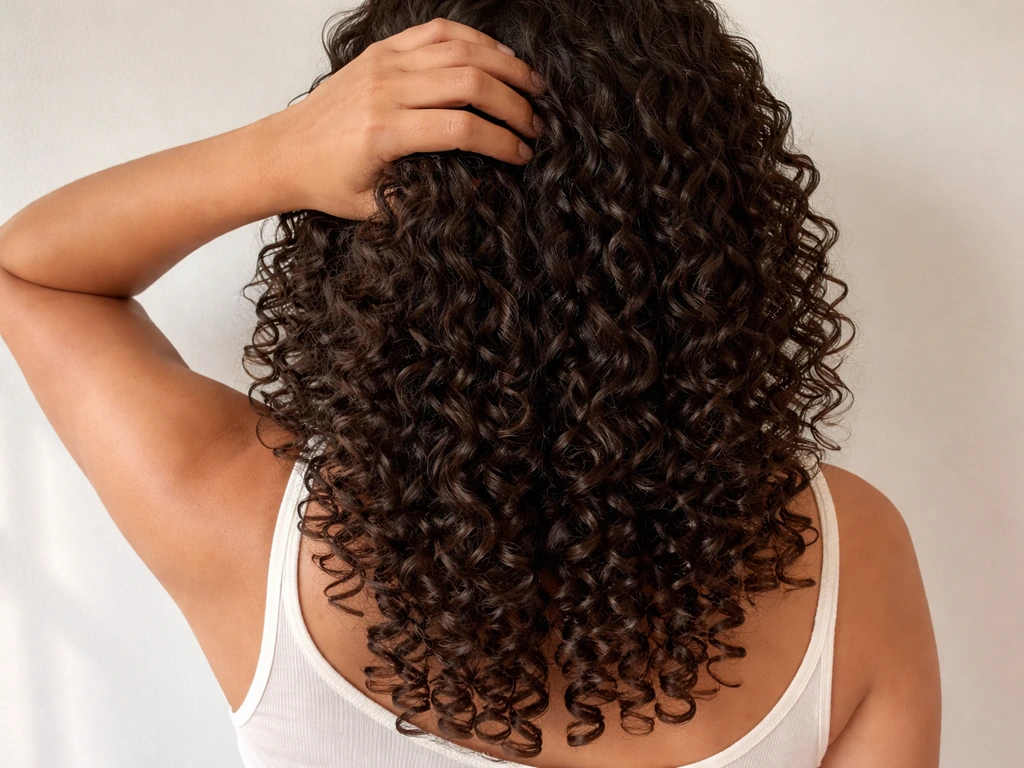 Close-up of defined, moisturized 3B/3C curls showing healthy, intact ends and length retention.